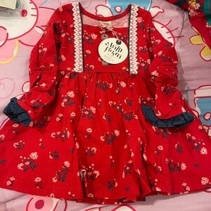 Wildflowers Red Floral Kids Dress
